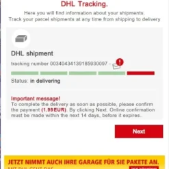 DHL SCAMPAGE FAKE SHIPMENT NOTIFICATION